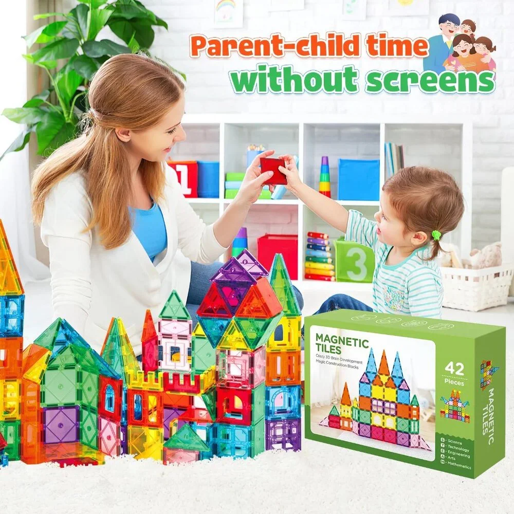 NEW FunMagic STEM Educational Magnetic Building Blocks 42 Count